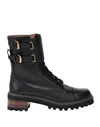 See By Chloé Mallory Combat Boots In Black Leather In Black