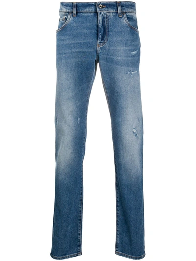 Dolce & Gabbana Stonewash Ripped Jeans In Blue