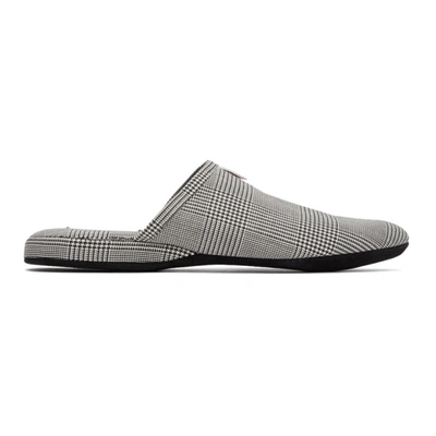 Thom Browne 4-bar Houndstooth Wool Slippers In 980 Blk/wht