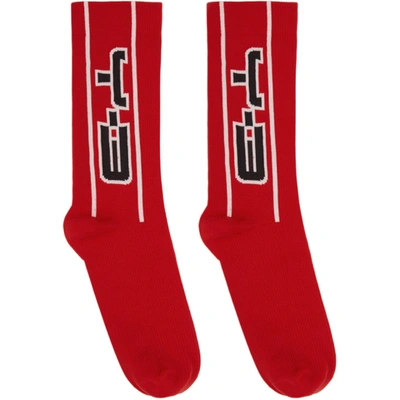 Y-3 Intarsia-knit Ankle Socks In Scarlet Chalk White