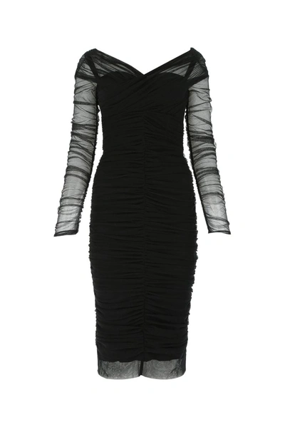 Dolce & Gabbana Longuette Drapared Dress In Black