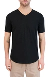 Goodlife Overdyed Tri-blend Scallop V-neck T-shirt In Black