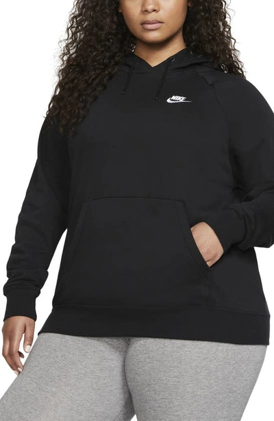 Nike Women's  Sportswear Essential Funnel-neck Fleece Pullover Hoodie In Black/white