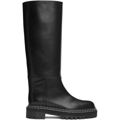Proenza Schouler Lug Sole Knee High Calf Leather Boots In Black