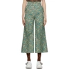 GUCCI GREEN LIBERTY LONDON EDITION WOOL FLORAL WIDE TROUSERS