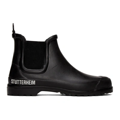Stutterheim Chunky Logo Print Chelsea Boots In Black