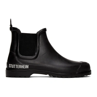 Stutterheim Chunky Logo Print Chelsea Boots In 1943 Blk/bl