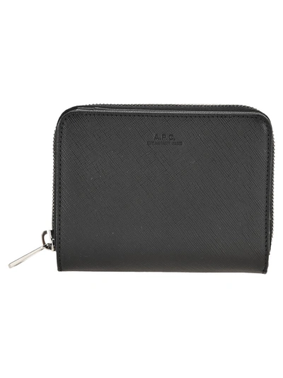 Apc Emmanuel Zip-around Leather Wallet In Black
