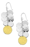 IPPOLITA CHIMERA CLASSICO HAMMERED SILVER & 18K GOLD DROP EARRINGS,SGE2395
