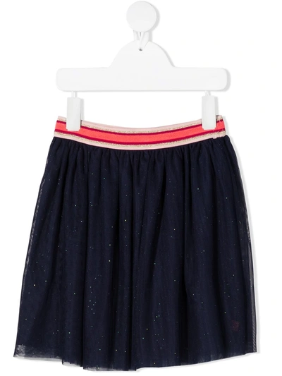 Billieblush Kids' Striped Waistband Tulle Skirt In Navy