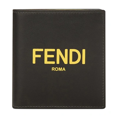 Fendi Logo印花方形钱包 In Noir