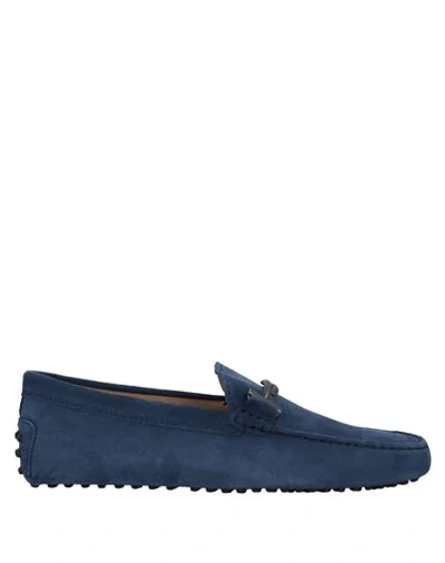 Tod's Man Loafers Slate Blue Size 7 Leather