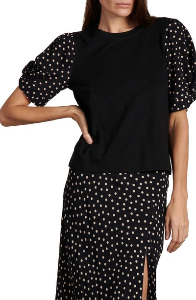 Sanctuary Groove On Puff Sleeve T-shirt In Black