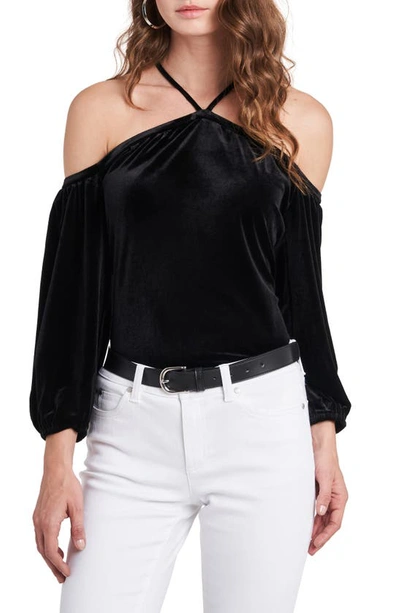 1.state High Neck Off The Shoulder Top In Rich Black