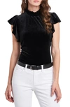 1.state Flutter-sleeve Mock-neck Top In Rich Black