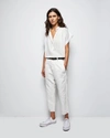 Nili Lotan Normandy Blouse In Dark Navy/ivory Stripe In Khaki