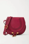 Chloé Marcie Mini Textured-leather Shoulder Bag In Claret
