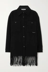 ALEXANDER WANG T OVERSIZED FRINGED WOOL-FELT COAT