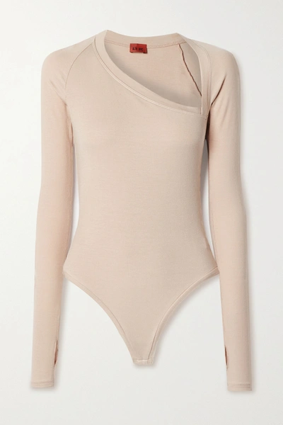 Alix Nyc Stratton Ribbed Stretch-modal Jersey Thong Bodysuit In Beige
