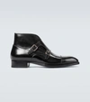 Tom Ford Kensington Pebble-grain Leather Monk-strap Boots In Black