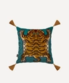 House Of Hackney Saber Medium Velvet Tassel Cushion In Teal