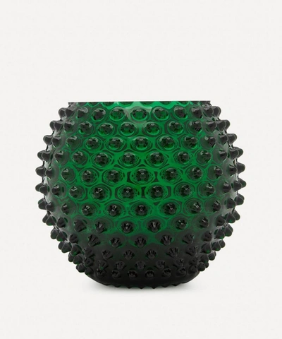 Klimchi Round Hobnail Vase In Dark Green