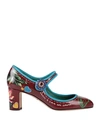 Dolce & Gabbana Floralpattern Leather Shoes In Maroon