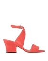 Ferragamo Woman Sandals Orange Size 8 Calfskin In Red