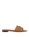 Ferragamo Beechwood Brown Double Gancini Sandals In Brown