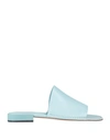 TOD'S TOD'S WOMAN SANDALS SKY BLUE SIZE 8 SOFT LEATHER,11968967VP 12