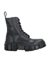 New Rock Black Leather Boots-wall083cct-s6 In Black