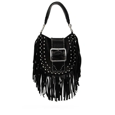 Dsquared2 Black Nappa Leather Shopping Bag With Fringes