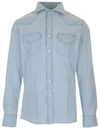 BRUNELLO CUCINELLI BRUNELLO CUCINELLI MEN'S LIGHT BLUE SHIRT,MW6674008C4031 XL