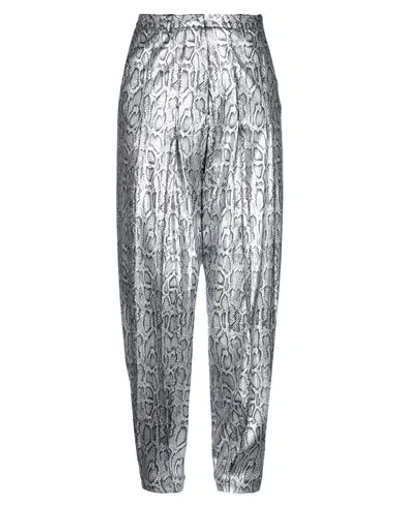 Christopher Kane Embellished Metallic Snake-print Jersey Tapered Trousers In Silver