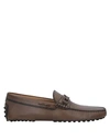 Tod's Man Loafers Dark Brown Size 6.5 Leather In Beige