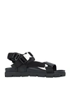 Prada Leather And Canvas Sandals In Black