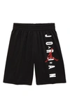 Jordan Kids' Big Boys Jump Man Air Vertical Logo Mesh Shorts In Black/gym Red/white