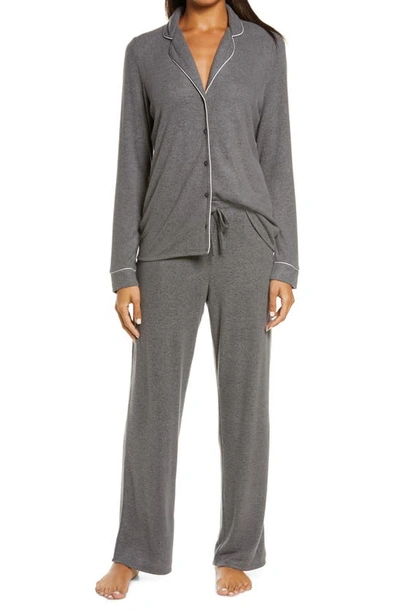 Nordstrom Brushed Hacci Pajamas In Grey Dark Steel Heather