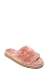 Minnetonka Faux Fur Slide Slipper In Blush