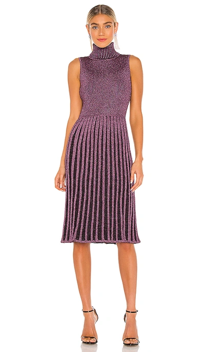 Milly Pleated Sleeveless Midi Dress In Black/pink
