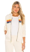 Aviator Nation 5 Stripe Zip Hoodie Vintage White Xl In Vintage White