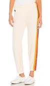 Aviator Nation 5 Stripe Sweatpant In Vintage White