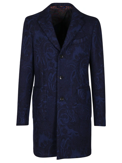 Etro Blue Cotton Blend Coat