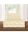 Elegant Comfort Geometric Printed Microfiber 6-pc. Sheet Set, Queen In Medium Bei