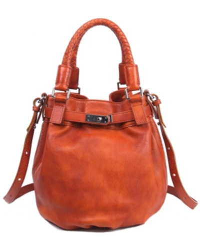 Old Trend Women's Genuine Leather Pumpkin Bucket Bag In Cognac