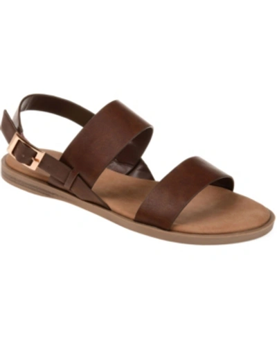 Journee Collection Women's Lavine Double Strap Flat Sandals In Brown