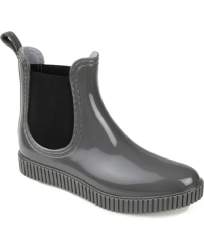 Journee Collection Women's Drip Water Resistant Ankle Rainboots In Gray