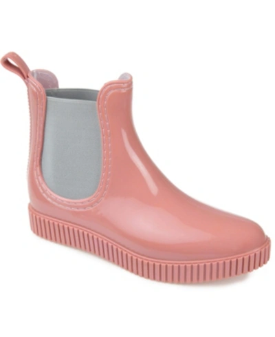 Journee Collection Women's Drip Water Resistant Ankle Rainboots In Pink