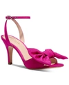 Kate Spade Gloria Satin Bow Ankle-strap Pumps In Magenta
