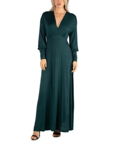 24seven Comfort Apparel Women's Formal Long Sleeve Maxi Dress In Green